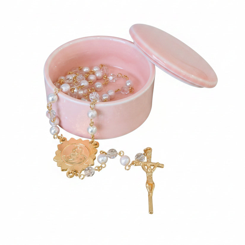 SMALL ROUND CERAMIC JEWELLERY BOX